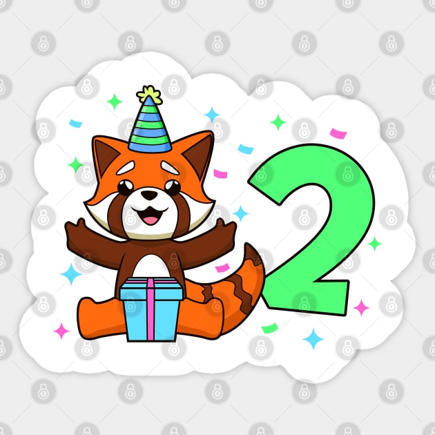 I am 2 with red panda - kids birthday 2 years old Sticker by Modern Medieval Design